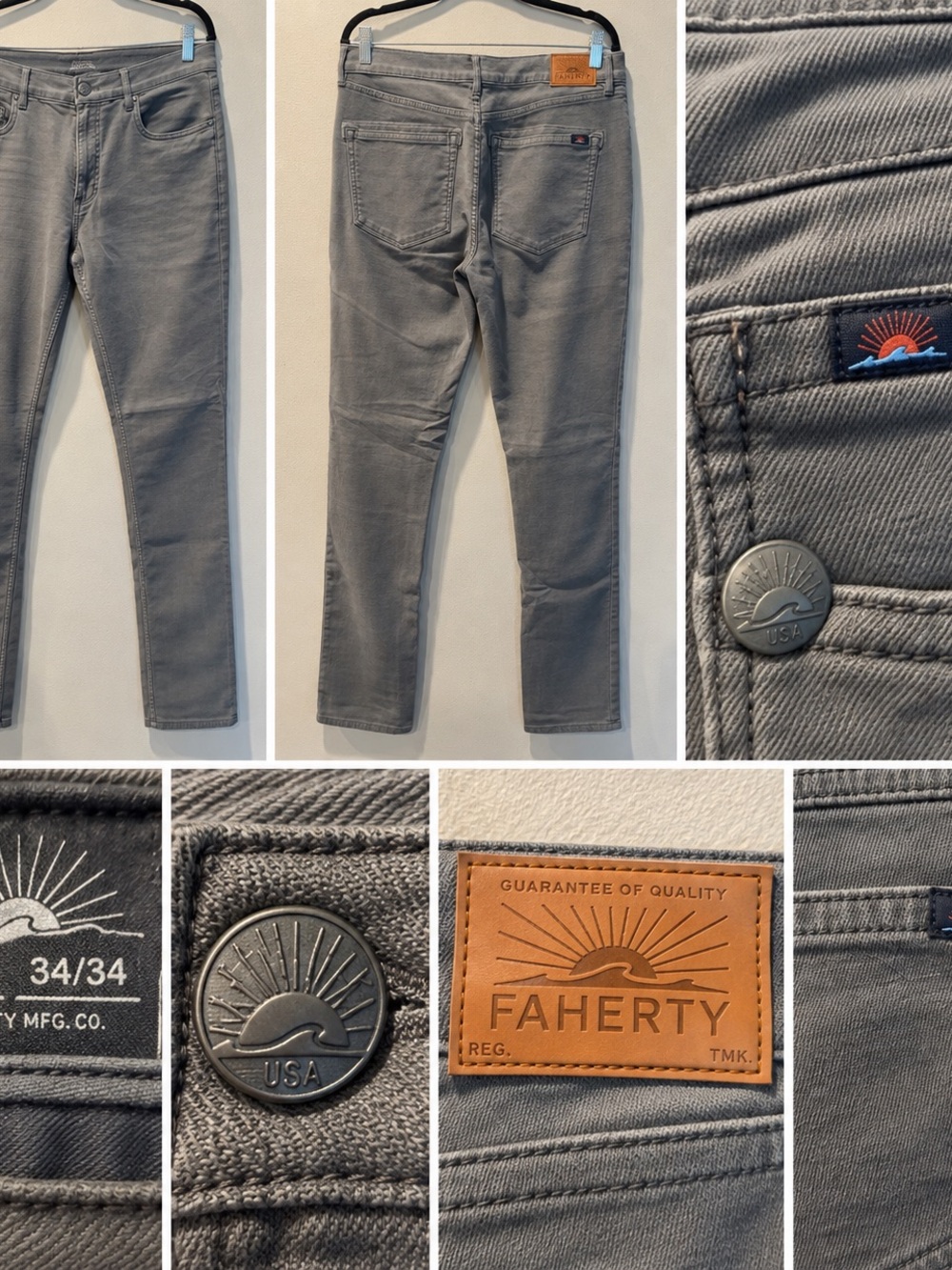 Faherty Men's Charcoal Slim Jeans